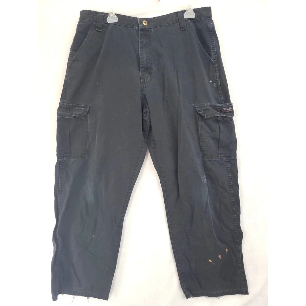 Mens Vintage Cargo‎ Pants Wide Leg Wrangler Relaxed Fit 36x32